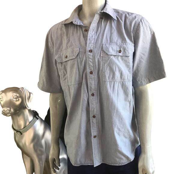 Carhartt Other - Carhartt Relaxed Fit Chambray Button Down Blue Shirt Men's Size Large